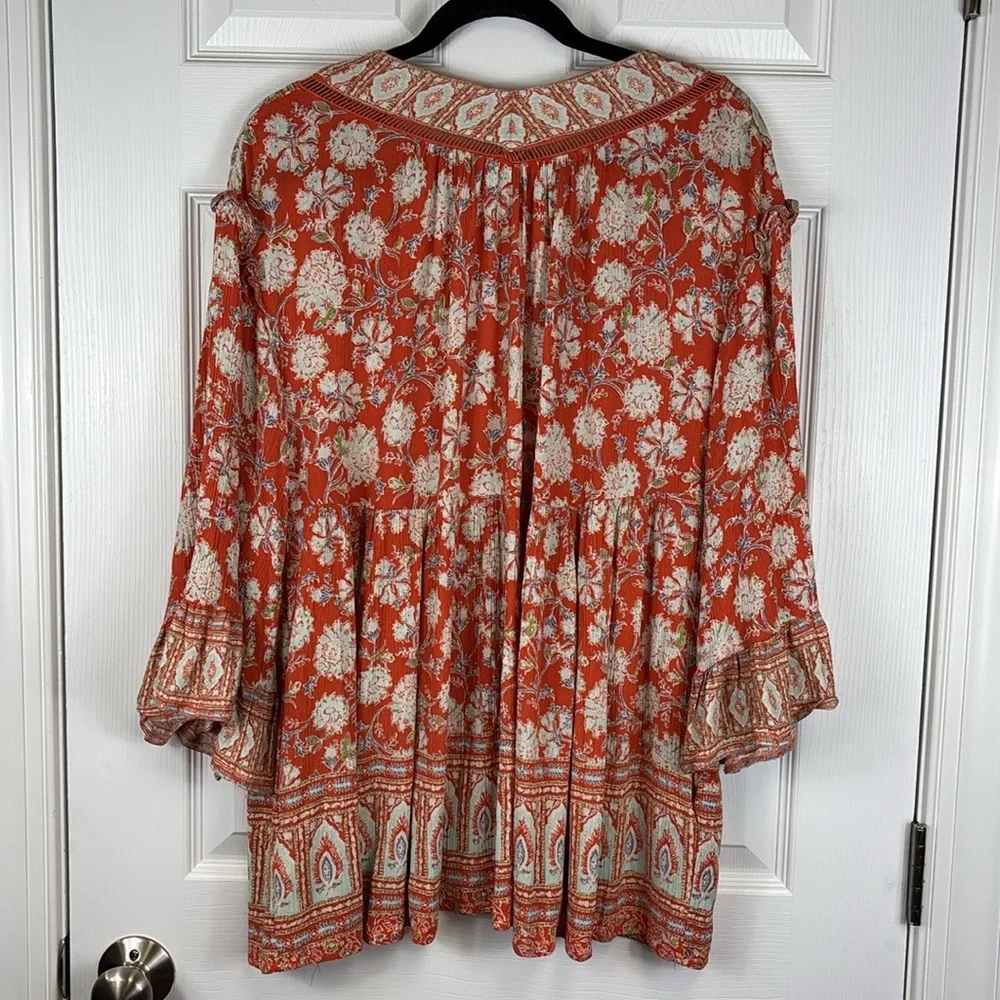 Free People orange moonlight dance tunic top sz